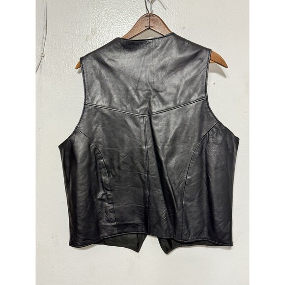 Sintex Leather New York Men’s Black Genuine Leather Vest Size XL Snap Front - Picture 3 of 4